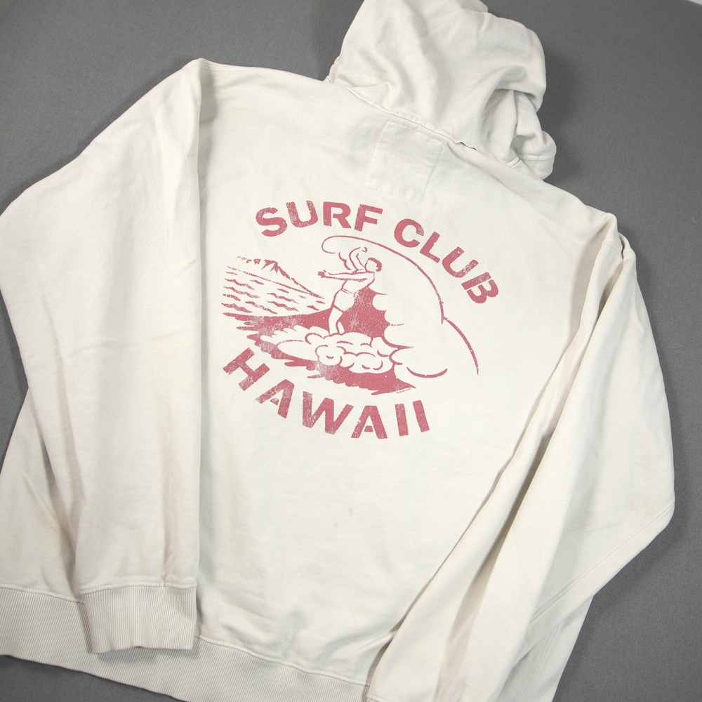 Malibu Shirts Surfer Wave Club Hawaii Zip Hood Men Hoodie L Back Hit Beach Retro